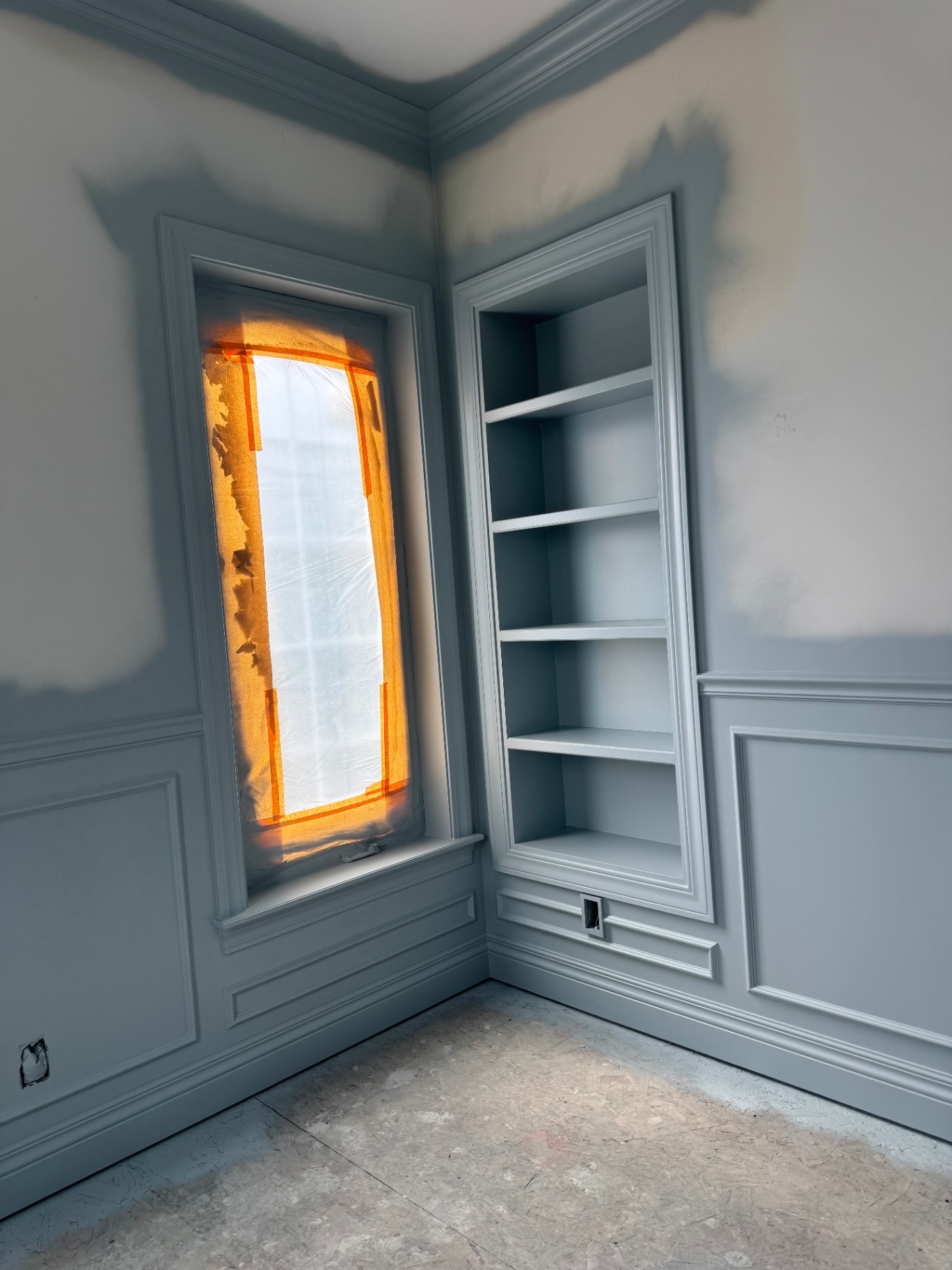 Paneled Room with Alcove Shelving